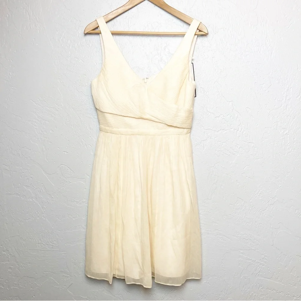 J. Crew Champagne Heidi Silk Chiffon Dress 6